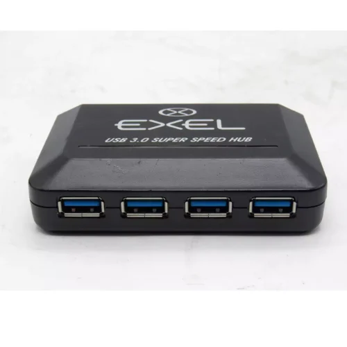 Exel 4 Port SuperSpeed USB 3.0 Hub with 5V 4A Power Adapter